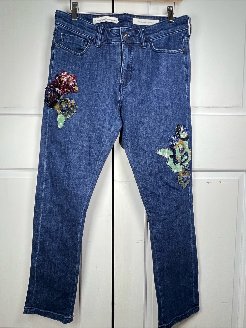 Anthropologie Pilcro and The Letterpress Sequin Slim Boyfriend Jeans Size 27 - Picture 2 of 9